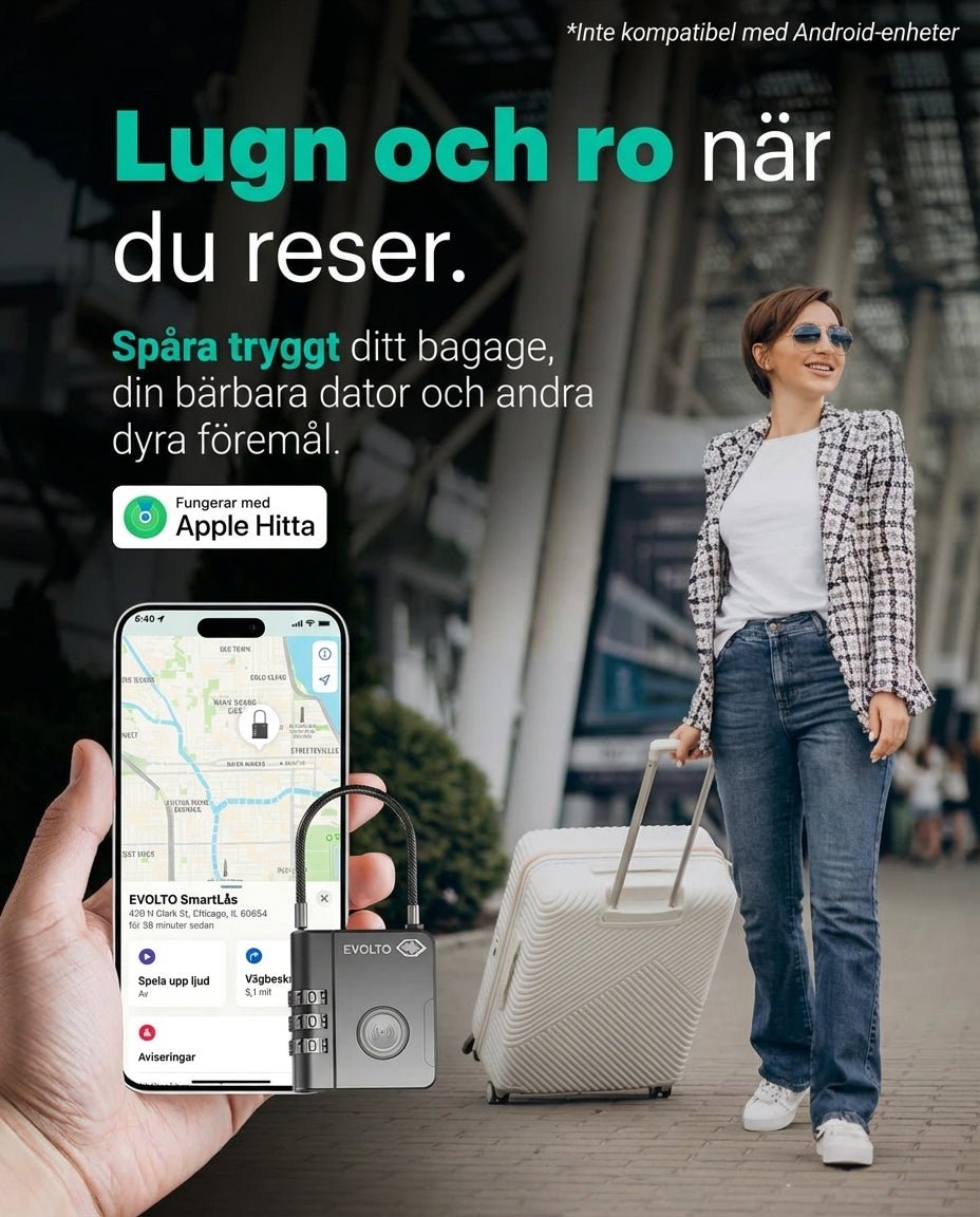 Evolto™ SpårLås – Smart Bagagelås med Apple Find My - Evolto