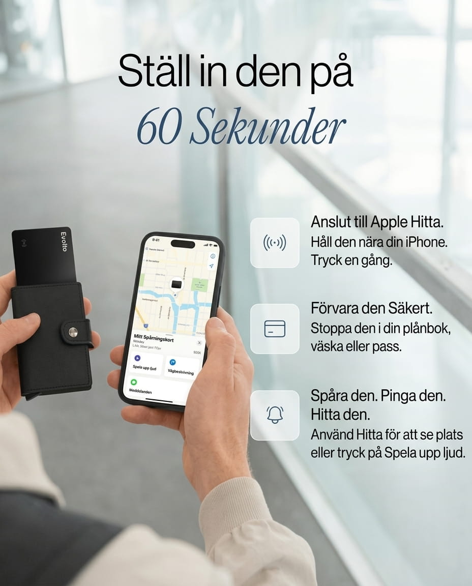 Evolto™ Spårningskort / Tracking Card – För iPhone & Android - Evolto